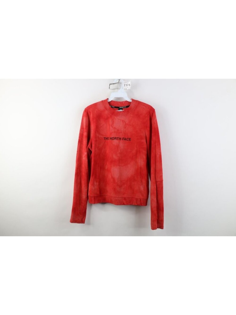The North Face Womens Medium Spell Out Acid Wash French Terry Sweatshirt Red